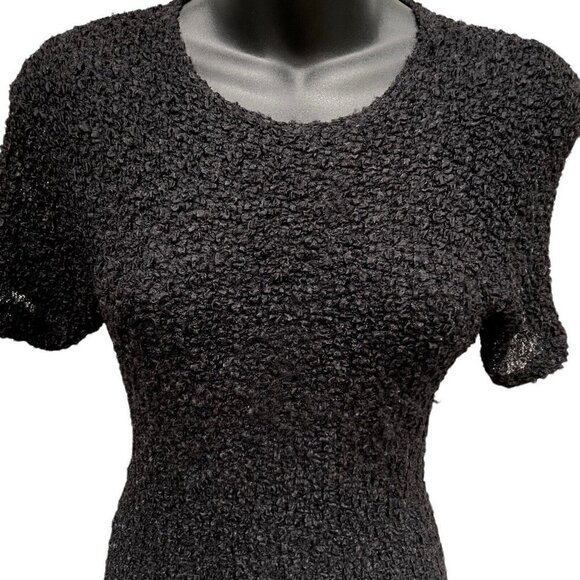 VTG 80s/90s Semi Sheer Stretchy Black Short Sleeve Top Women’s S Dark Academia - Picture 2 of 8